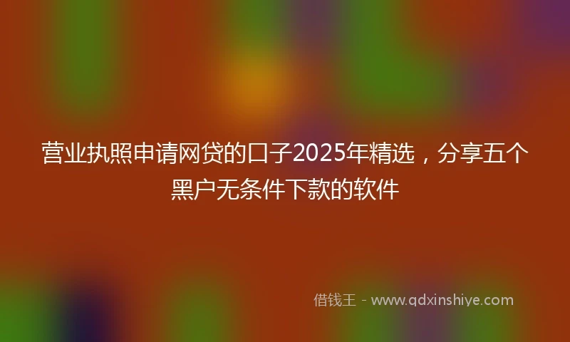 营业执照申请网贷的口子2025年精选，分享五个黑户无条件下款的软件