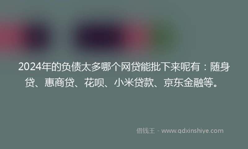 2024年的负债太多哪个网贷能批下来呢有：随身贷、惠商贷、花呗、小米贷款、京东金融等。
