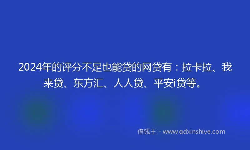 2024年的评分不足也能贷的网贷有：拉卡拉、我来贷、东方汇、人人贷、平安i贷等。