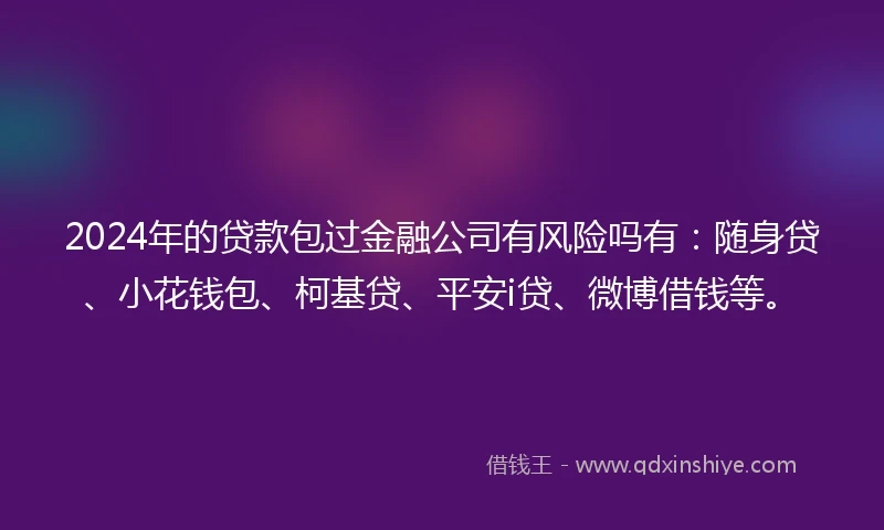 2024年的贷款包过金融公司有风险吗有：随身贷、小花钱包、柯基贷、平安i贷、微博借钱等。