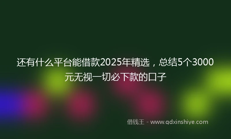还有什么平台能借款2025年精选，总结5个3000元无视一切必下款的口子