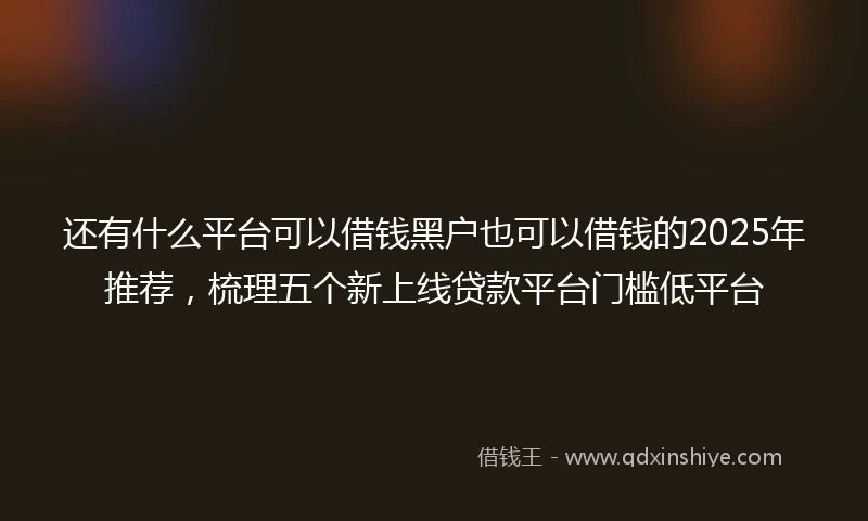 还有什么平台可以借钱黑户也可以借钱的2025年推荐，梳理五个新上线贷款平台门槛低平台