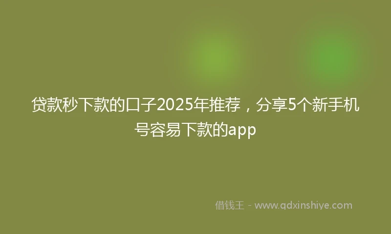 贷款秒下款的口子2025年推荐，分享5个新手机号容易下款的app