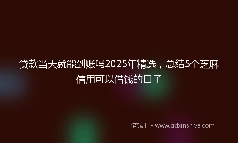 贷款当天就能到账吗2025年精选，总结5个芝麻信用可以借钱的口子
