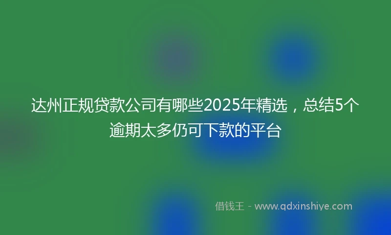 达州正规贷款公司有哪些2025年精选，总结5个逾期太多仍可下款的平台