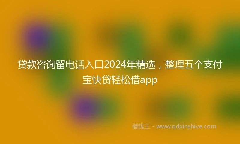 贷款咨询留电话入口2024年精选，整理五个支付宝快贷轻松借app