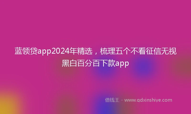 蓝领贷app2024年精选，梳理五个不看征信无视黑白百分百下款app