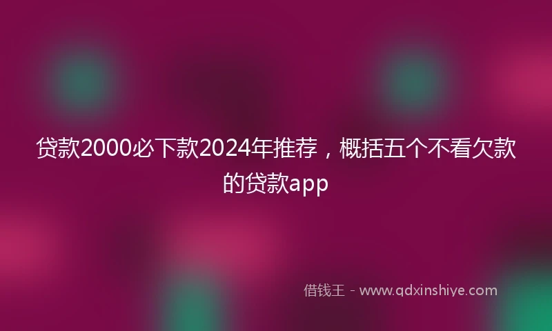 贷款2000必下款2024年推荐，概括五个不看欠款的贷款app