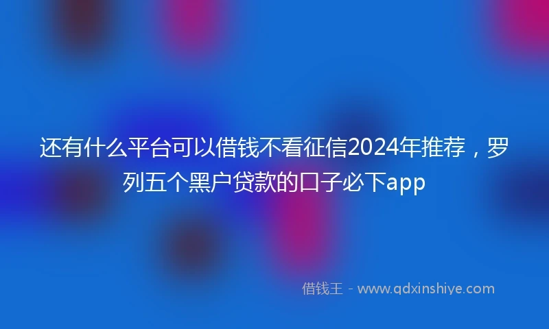 还有什么平台可以借钱不看征信2024年推荐，罗列五个黑户贷款的口子必下app