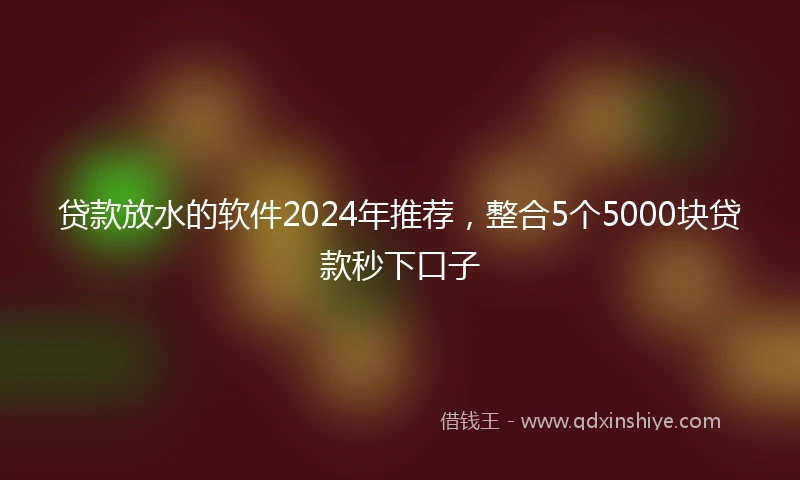 贷款放水的软件2024年推荐，整合5个5000块贷款秒下口子