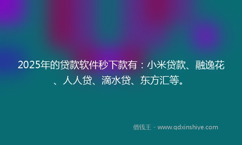 2025年的贷款软件秒下款有：小米贷款、融逸花、人人贷、滴水贷、东方汇等。