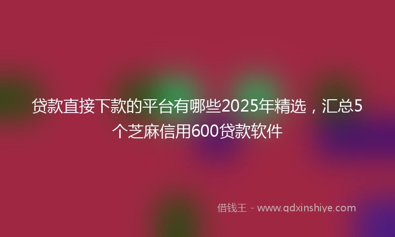 贷款直接下款的平台有哪些2025年精选，汇总5个芝麻信用600贷款软件