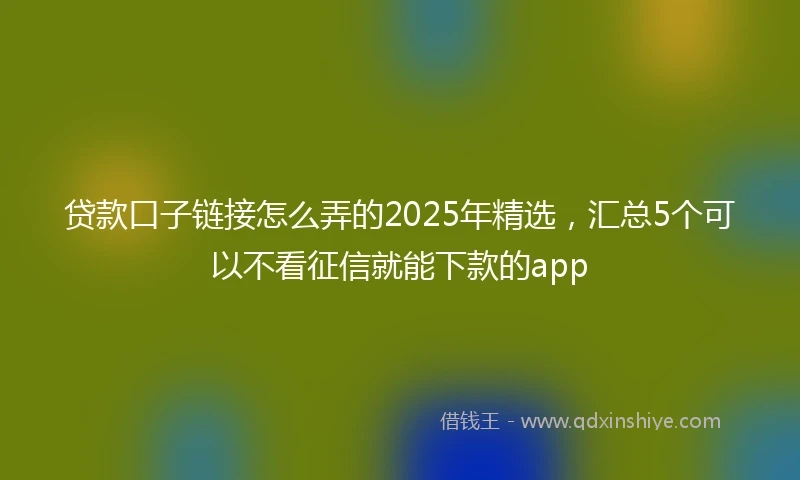 贷款口子链接怎么弄的2025年精选，汇总5个可以不看征信就能下款的app