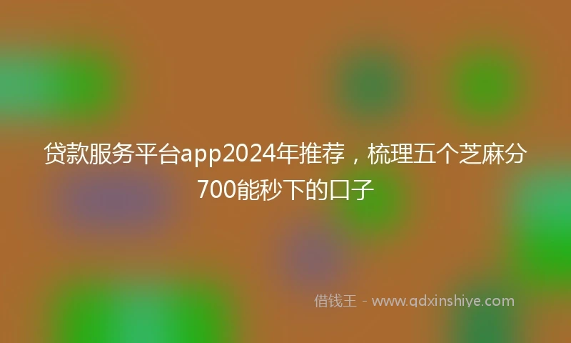 贷款服务平台app2024年推荐，梳理五个芝麻分700能秒下的口子