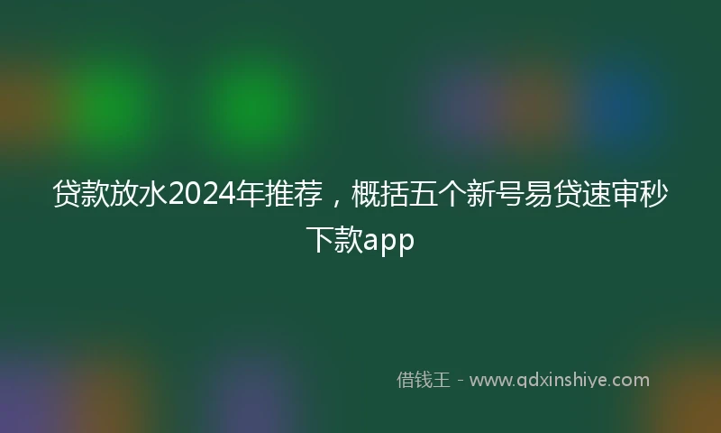 贷款放水2024年推荐，概括五个新号易贷速审秒下款app