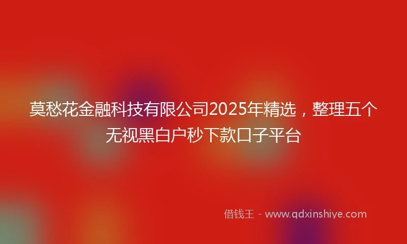 莫愁花金融科技有限公司2025年精选，整理五个无视黑白户秒下款口子平台