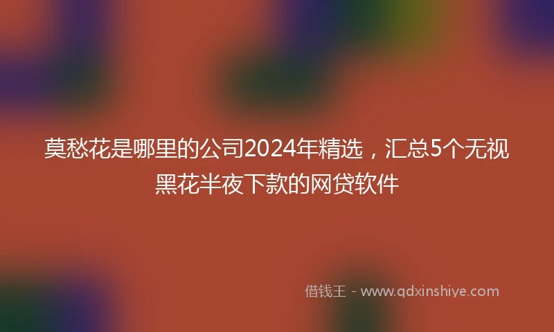 莫愁花是哪里的公司2024年精选，汇总5个无视黑花半夜下款的网贷软件