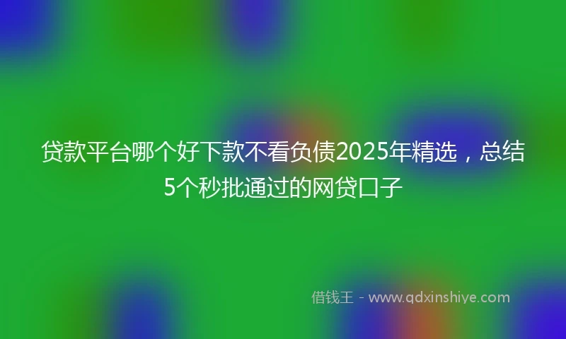 贷款平台哪个好下款不看负债2025年精选，总结5个秒批通过的网贷口子