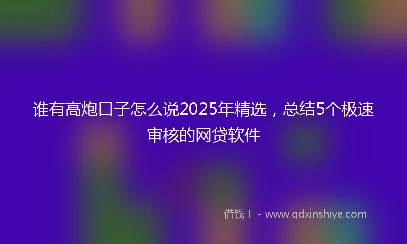 谁有高炮口子怎么说2025年精选，总结5个极速审核的网贷软件