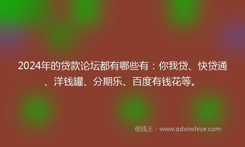 2024年的贷款论坛都有哪些有：你我贷、快贷通、洋钱罐、分期乐、百度有钱花等。