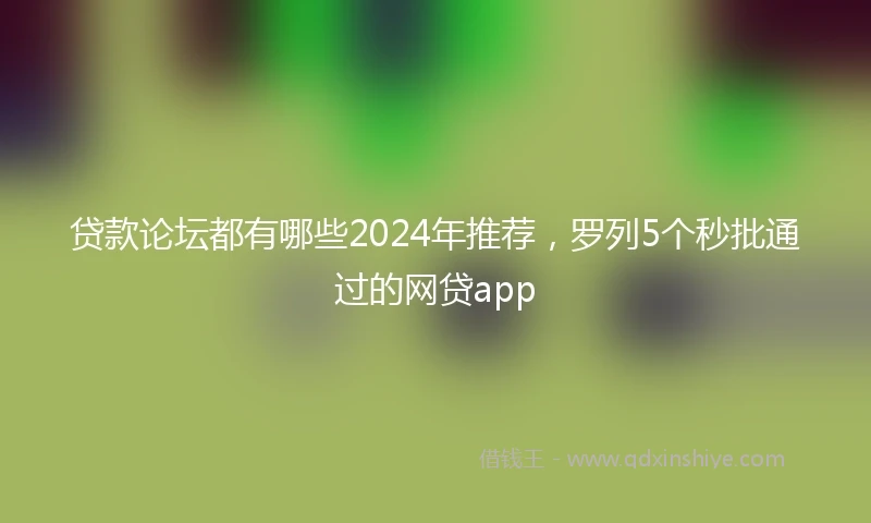 贷款论坛都有哪些2024年推荐，罗列5个秒批通过的网贷app