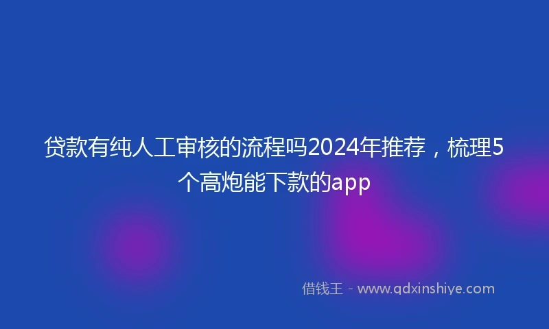 贷款有纯人工审核的流程吗2024年推荐，梳理5个高炮能下款的app