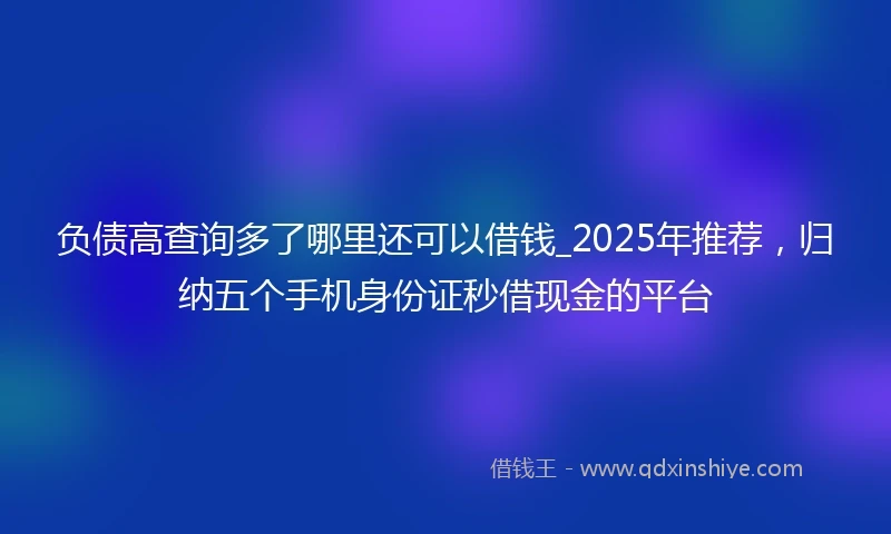 负债高查询多了哪里还可以借钱_2025年推荐，归纳五个手机身份证秒借现金的平台