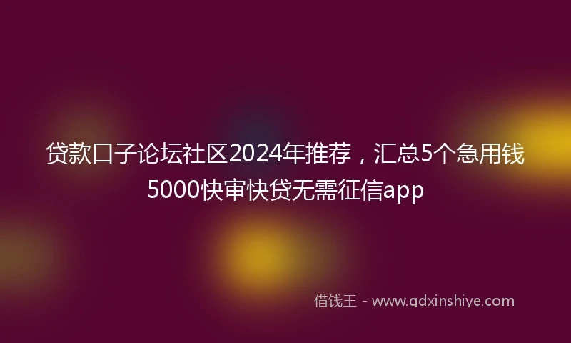 贷款口子论坛社区2024年推荐，汇总5个急用钱5000快审快贷无需征信app