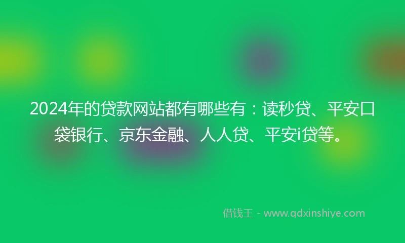 2024年的贷款网站都有哪些有：读秒贷、平安口袋银行、京东金融、人人贷、平安i贷等。
