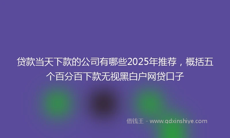 贷款当天下款的公司有哪些2025年推荐，概括五个百分百下款无视黑白户网贷口子