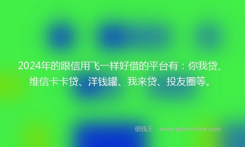 2024年的跟信用飞一样好借的平台有：你我贷、维信卡卡贷、洋钱罐、我来贷、投友圈等。