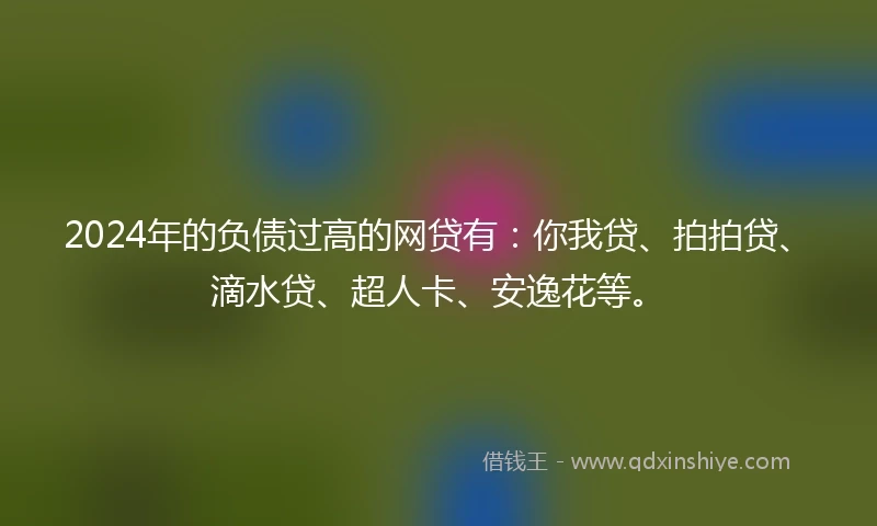 2024年的负债过高的网贷有：你我贷、拍拍贷、滴水贷、超人卡、安逸花等。