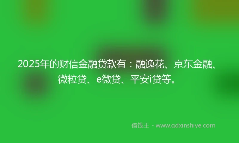 2025年的财信金融贷款有：融逸花、京东金融、微粒贷、e微贷、平安i贷等。