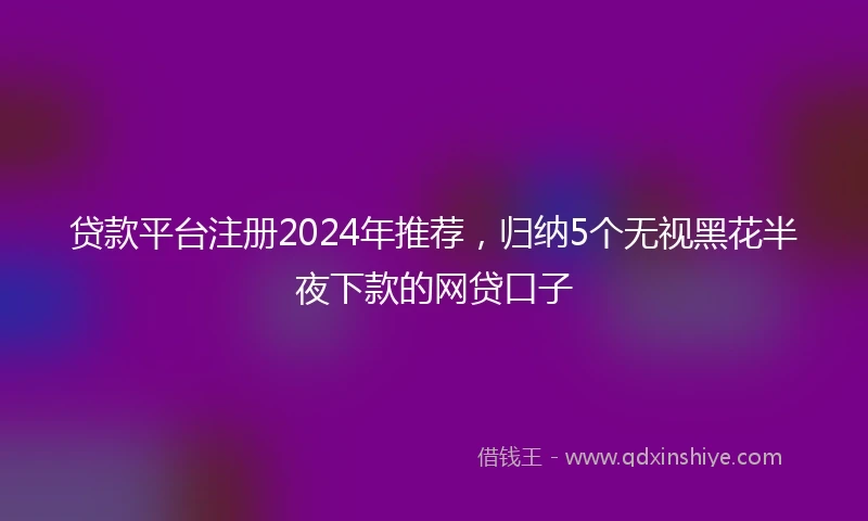 贷款平台注册2024年推荐，归纳5个无视黑花半夜下款的网贷口子