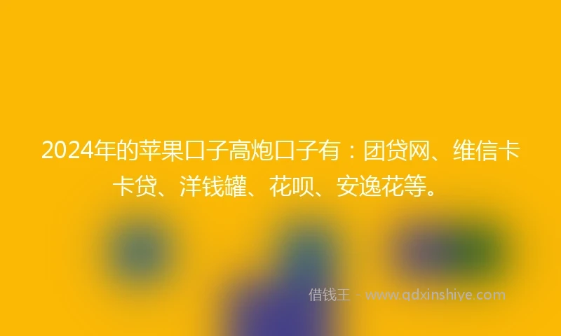 2024年的苹果口子高炮口子有：团贷网、维信卡卡贷、洋钱罐、花呗、安逸花等。