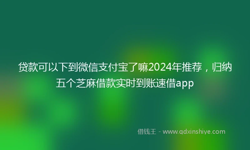 贷款可以下到微信支付宝了嘛2024年推荐，归纳五个芝麻借款实时到账速借app