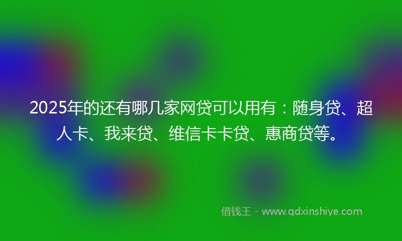 2025年的还有哪几家网贷可以用有：随身贷、超人卡、我来贷、维信卡卡贷、惠商贷等。