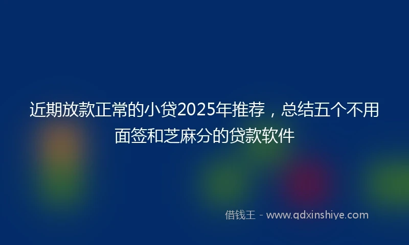 近期放款正常的小贷2025年推荐，总结五个不用面签和芝麻分的贷款软件