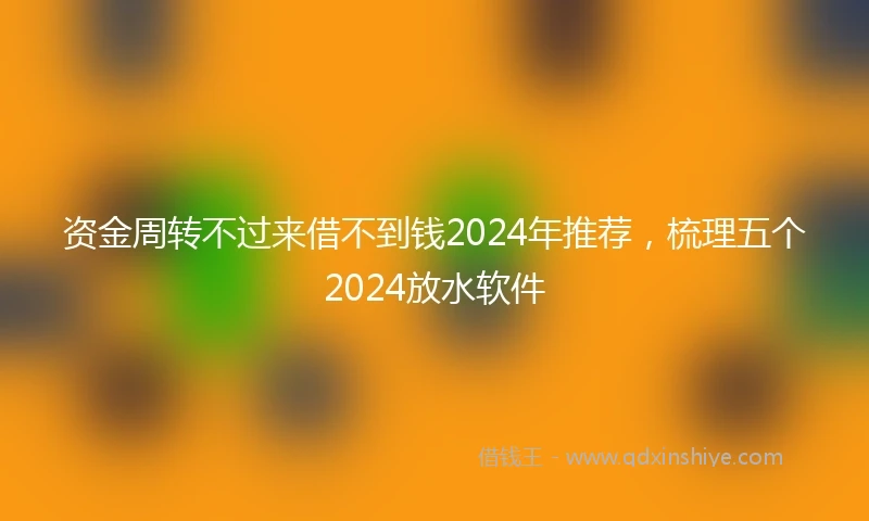 资金周转不过来借不到钱2024年推荐，梳理五个2024放水软件