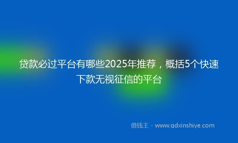 贷款必过平台有哪些2025年推荐,概括5个快速下款无视征信的平台