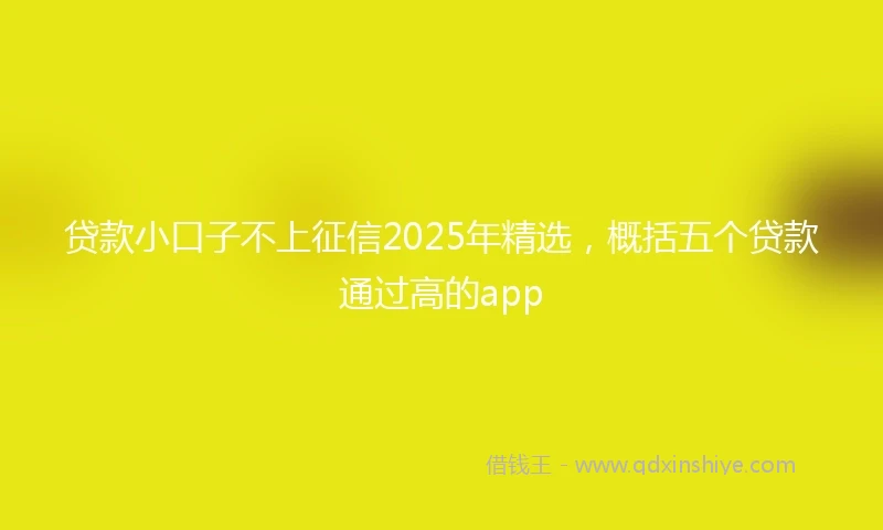 贷款小口子不上征信2025年精选,概括五个贷款通过高的app