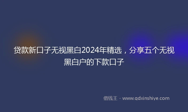 贷款新口子无视黑白2024年精选，分享五个无视黑白户的下款口子