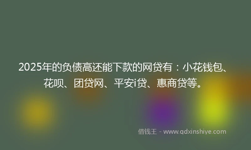 2025年的负债高还能下款的网贷有：小花钱包、花呗、团贷网、平安i贷、惠商贷等。