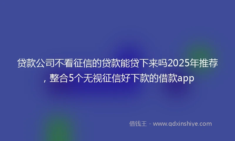 贷款公司不看征信的贷款能贷下来吗2025年推荐，整合5个无视征信好下款的借款app