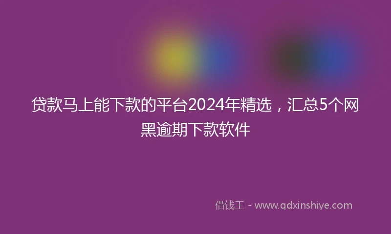 贷款马上能下款的平台2024年精选，汇总5个网黑逾期下款软件