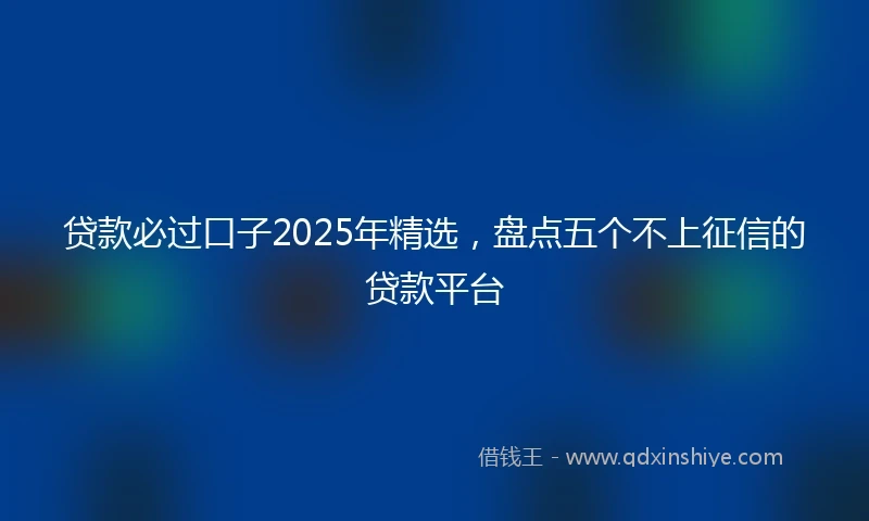 贷款必过口子2025年精选,盘点五个不上征信的贷款平台
