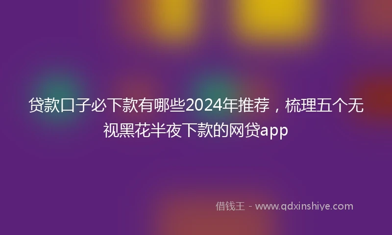 贷款口子必下款有哪些2024年推荐，梳理五个无视黑花半夜下款的网贷app