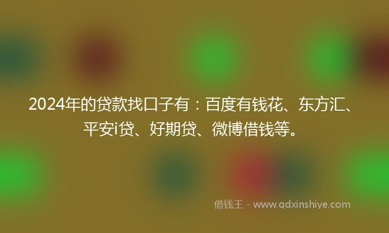 2024年的贷款找口子有：百度有钱花、东方汇、平安i贷、好期贷、微博借钱等。