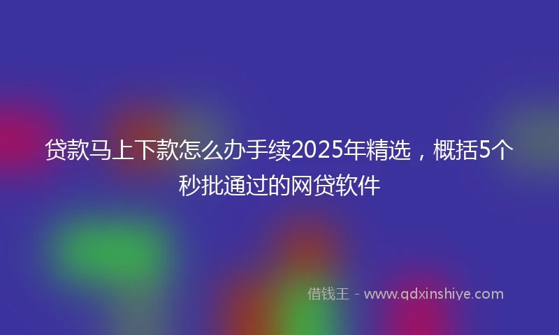 贷款马上下款怎么办手续2025年精选，概括5个秒批通过的网贷软件