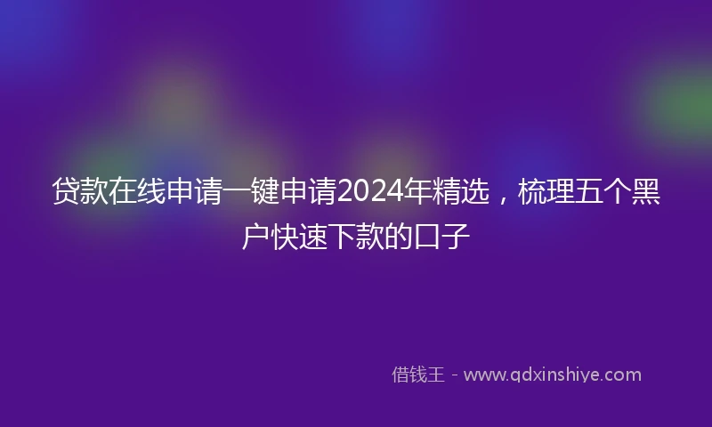 贷款在线申请一键申请2024年精选,梳理五个黑户快速下款的口子